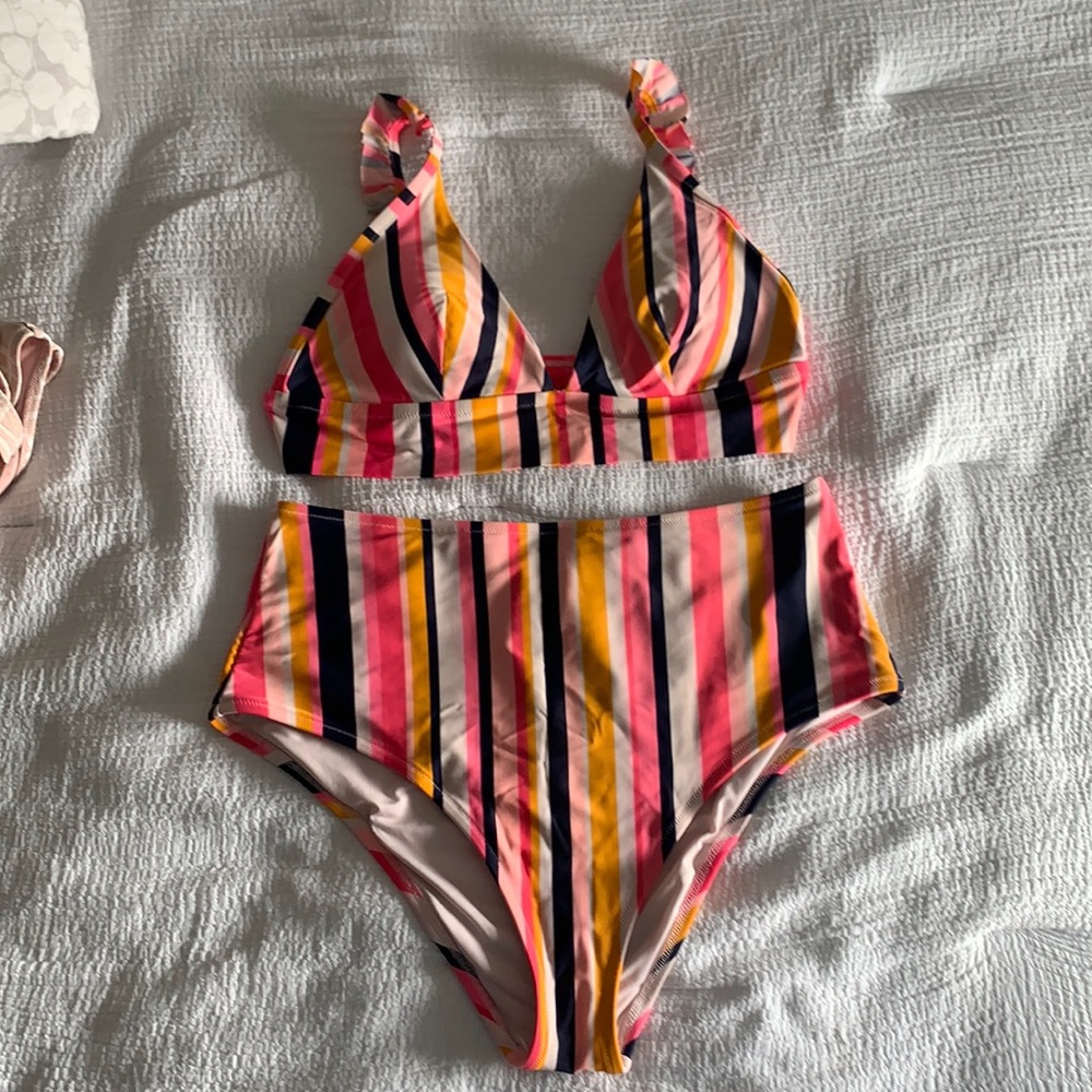 Aerie triangle two piece high waisted suit!